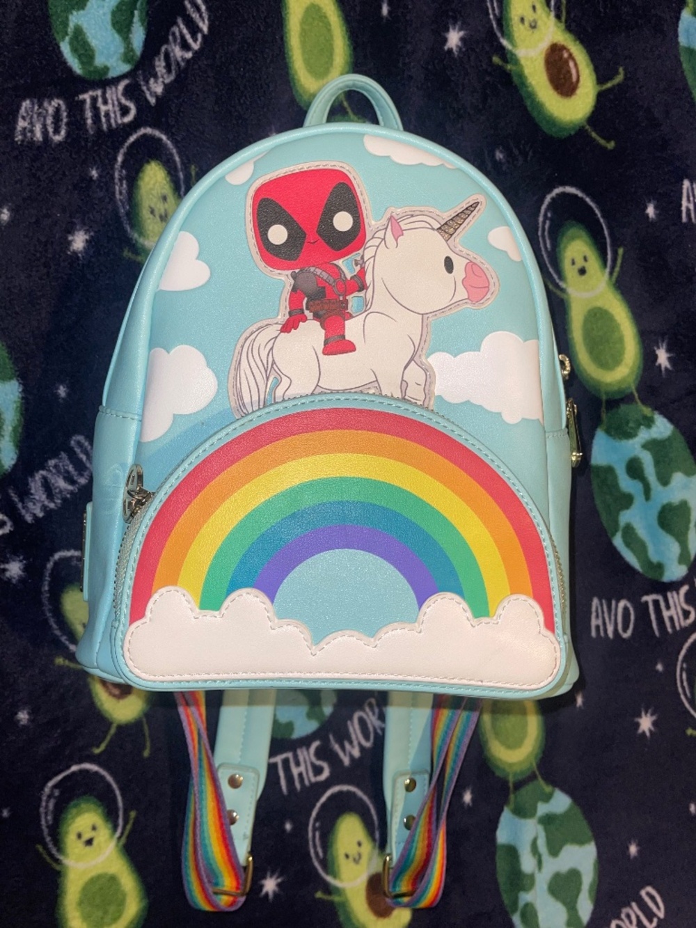 POP! By Loungefly Marvel Deadpool 30th Anniversary Unicorn Rainbow Mini Backpack